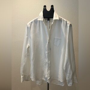Frank & Eileen White Linen Button-Down Shirt Long Sleeve